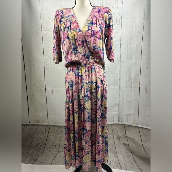 Vintage Lynda Pizzuto for Phoebe Dress Floral Prind - Picture 7 of 16
